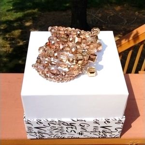 Sassy Jones Malia Glass Spiral Bracelet - Rose Gold